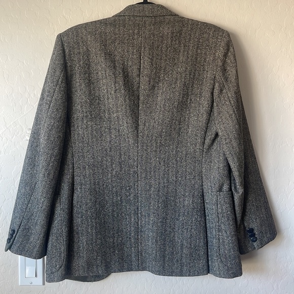 YVES SAINT LAURENT Jimmy Au’s VINTAGE Grey Herringbone Tweed Blazer Size 10 - Picture 2 of 16